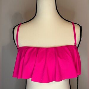 La Blanca Island Goddess Bandeau Ruffle Bikini Swim Top Women Pop Pink Sz 6 NWT